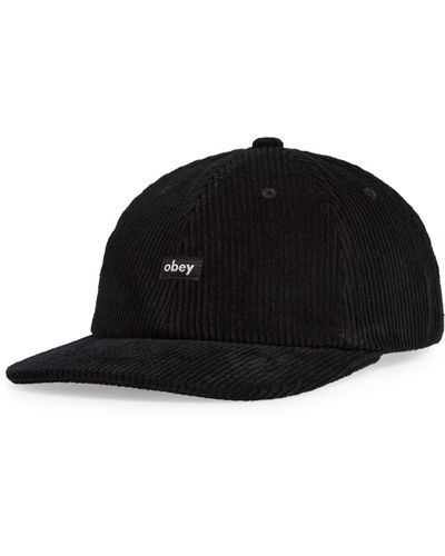 Obey Label Corduroy Baseball Cap - Black