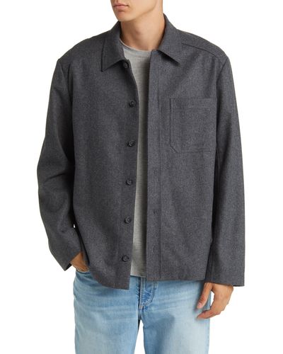 A.P.C. Jasper Wool Blend Flannel Overshirt - Gray