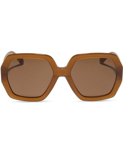 DIFF Nola 51mm Polarized Square Sunglasses - Brown