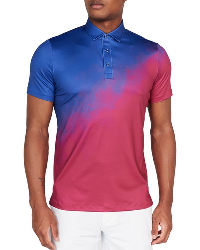 Redvanly Ruxton Ombré Performance Golf Polo - Red