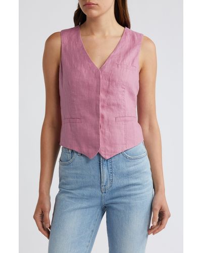 Madewell Single Breasted Linen Vest - Pink