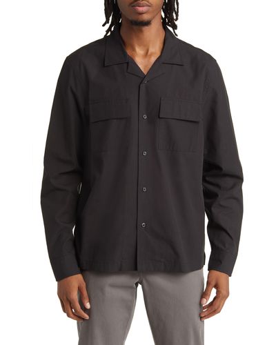 Saturdays NYC Macro Lyocell & Cotton Button-up Shirt - Black
