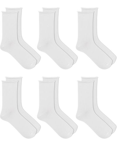 K Bell Socks 6-pack Relaxed Roll Top Socks - White