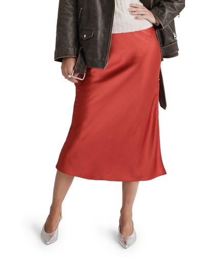 Madewell Layton Midi Slip Skirt - Red