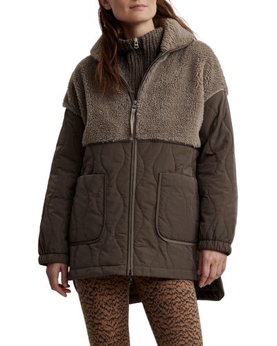 Varley Derry Mix Media Quilted Jacket - Brown