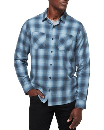 Travis Mathew Cloud Plaid Flannel Button-up Shirt - Blue