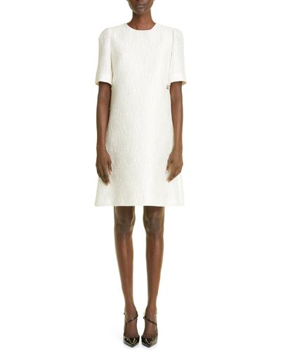 Dolce & Gabbana Floral Jacquard Shift Dress - White