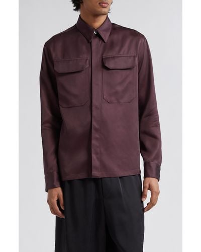 Jil Sander Slim Fit Twill Button-up Shirt - Purple