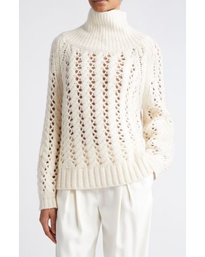 Adam Lippes Openwork Cable Silk & Cashmere Sweater - White