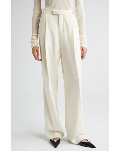BITE STUDIOS Ecole Wool Flannel Wide Leg Pants - White