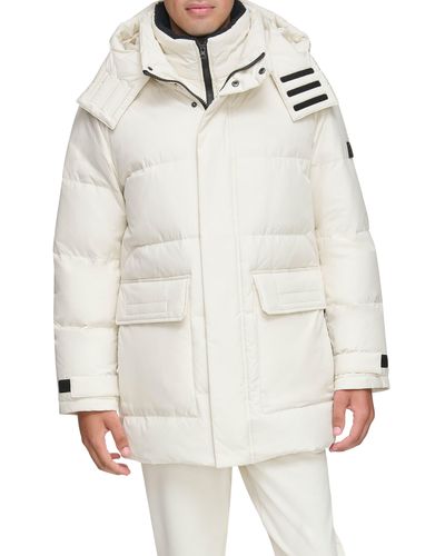 Andrew Marc Oswego Water Resistant Down & Feather Fill Parka - White