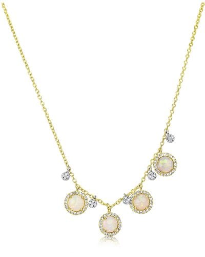 Meira T Opal & Diamond Frontal Necklace - Metallic