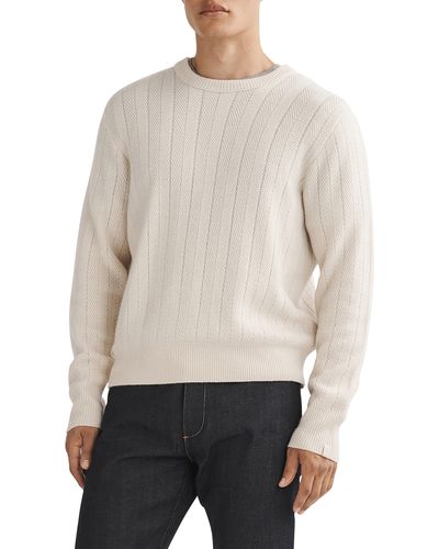 Rag & Bone Durham Herringbone Stitch Cashmere Sweater - White