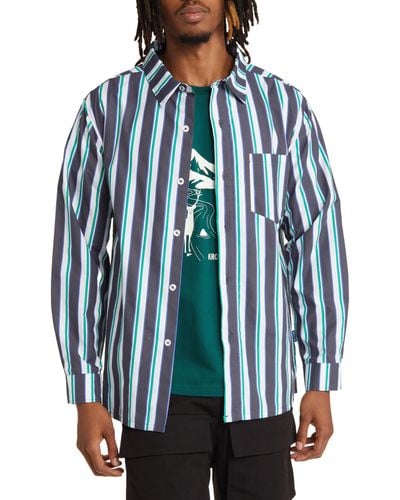 KROST X Nautica Stripe Cotton Button-up Shirt - Blue