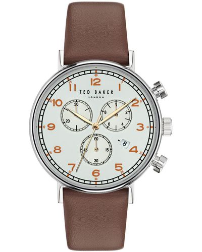 Ted Baker Barnetb Chronograph Leather Strap Watch - Brown