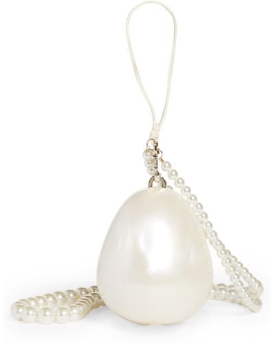 Simone Rocha Micro Imitation Pearl Top Handle Bag - White