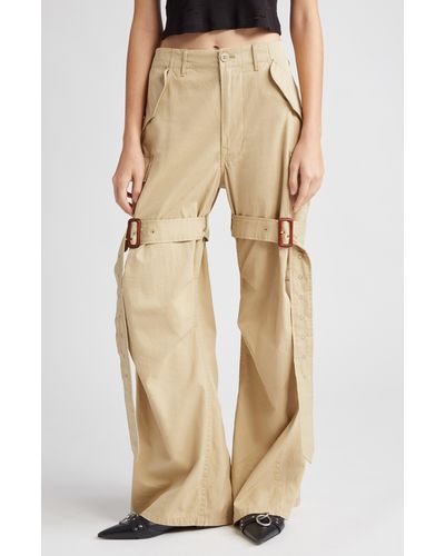 R13 Trench Wide Leg Cotton Cargo Pants - Natural