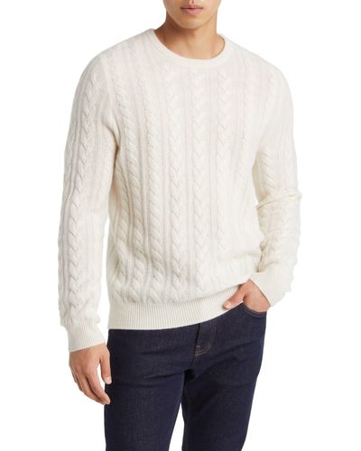 Nordstrom Cable Knit Cashmere Crewneck Sweater - White