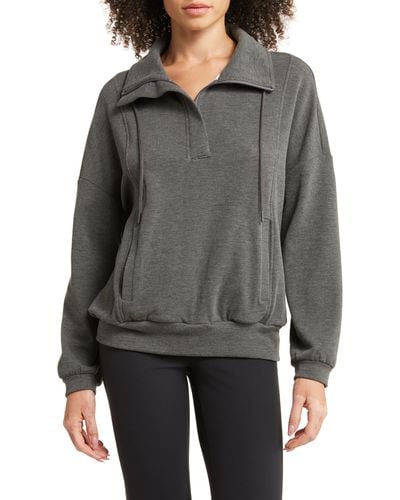 Zella Cozy Half Zip Pullover Sweatshirt - Gray