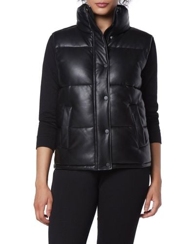 Marc New York Faux Leather Puffer Vest - Black