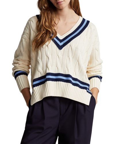 Polo Ralph Lauren Cabled Cotton Cricket Sweater - Multicolor