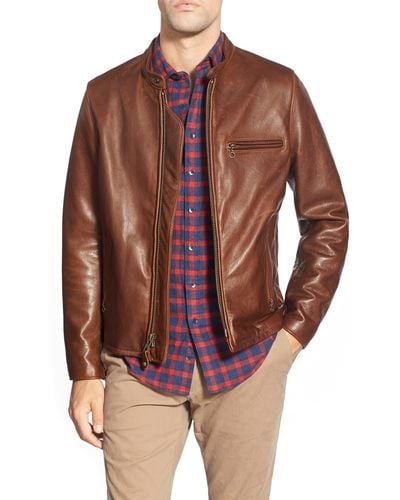 Schott Nyc Café Racer Oil Tanned Leather Moto Jacket - Brown