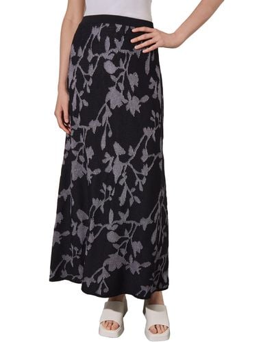 Ming Wang Floral Jacquard Maxi Skirt - Black