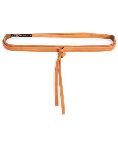 Ada Skinny Leather Wrap Belt - Orange