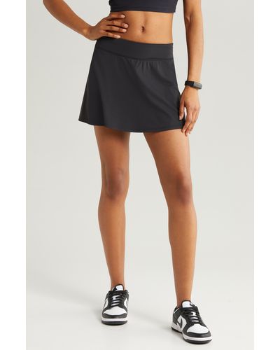 Zella Luxe Lite Step Out Tennis Skirt With Shorts - Black