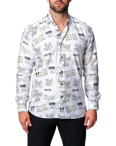Maceoo Fibonacci Urban Contemporary Fit Button-up Shirt - Gray