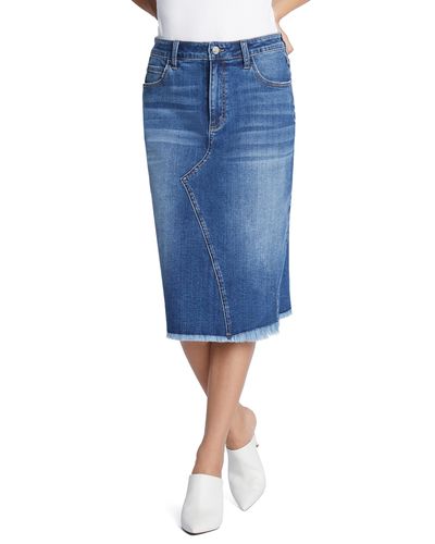 Wash Lab Denim Reveal Denim Midi Skirt - Blue