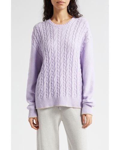 ATM Cable Crewneck Sweater - Purple