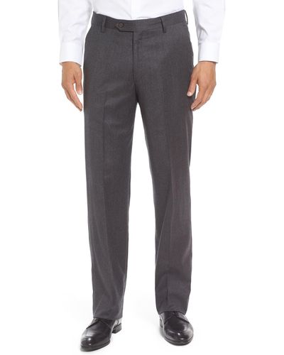 Berle Lightweight Flannel Flat Front Classic Fit Dress Pants - Gray