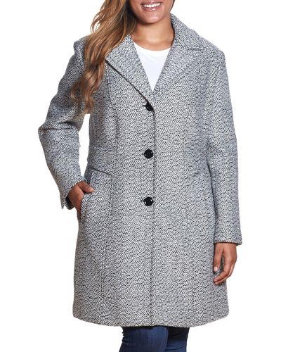 Gallery Notch Collar Tweed Coat - Gray