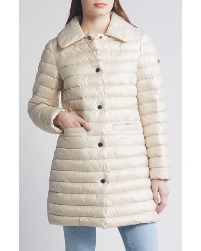 BCBGMAXAZRIA Paneled Water Resistant Snap Front Walking Puffer Coat - Natural