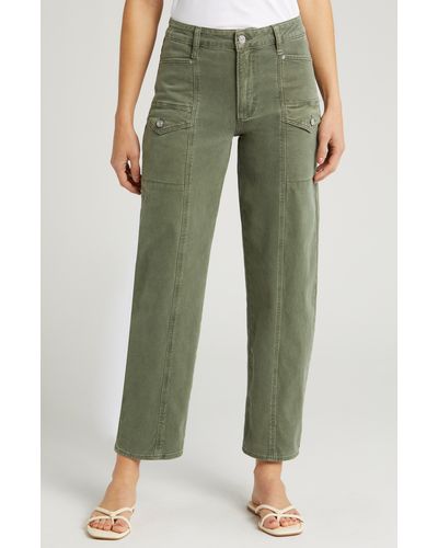 PAIGE Alexis High Waist Tapered Cargo Jeans - Green