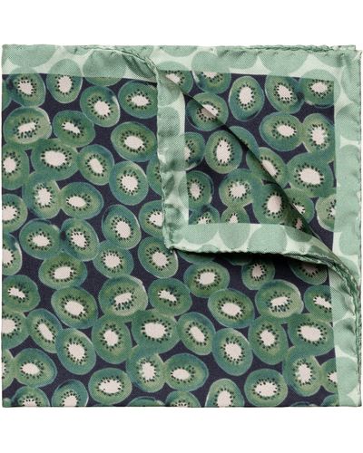 Eton Kiwi Print Silk Pocket Square - Green