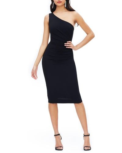 Dress the Population Martine Stretch Crepe One-shoulder Dress - Black
