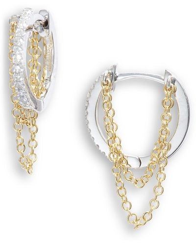 Meira T Chain huggie Hoop Earrings - White