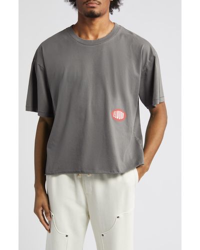 Elwood Crop Jersey Graphic T-shirt - Gray