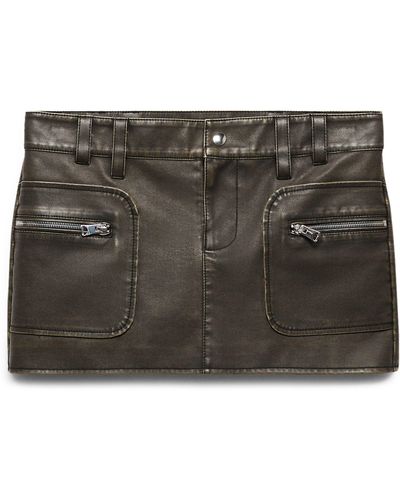 Mango Zip Pocket Faux Leather Miniskirt - Black
