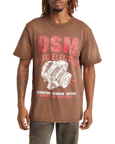 DIET STARTS MONDAY Alternator Cotton Graphic T-shirt - Brown