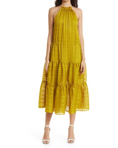 Ted Baker Eymilia Stripe Jacquard Tiered Dress - Yellow
