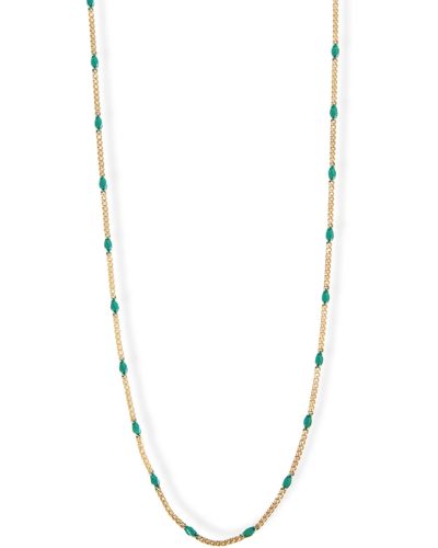 Argento Vivo Sterling Silver Enamel Station Curb Chain Necklace - Blue
