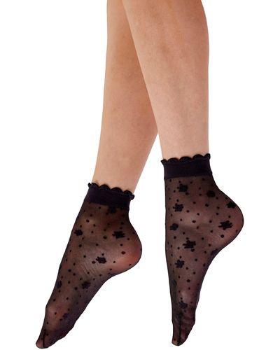 Pretty Polly Delicate Scalloped Sheer Ankle Socks - Black