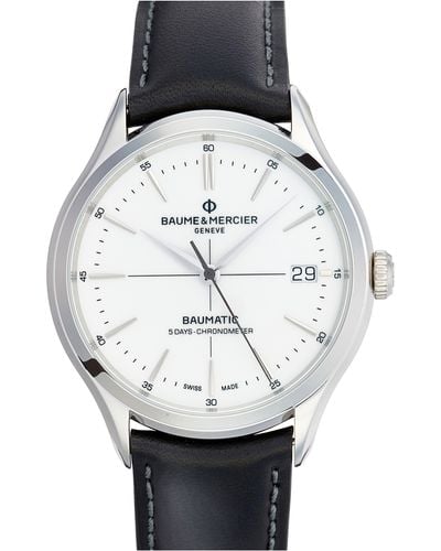 Baume & Mercier Clifton Baumatic Leather Strap Watch - Black