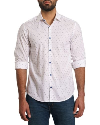 Jared Lang Trim Fit Anchor Print Button-up Shirt - White