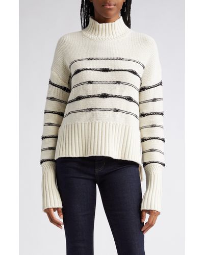 Veronica Beard Viori Stripe Wool Blend Mock Neck Sweater - Blue