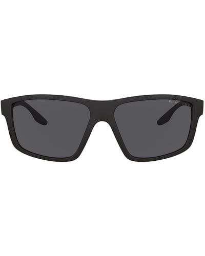 Prada 60mm Polarized Rectangular Sunglasses - Black