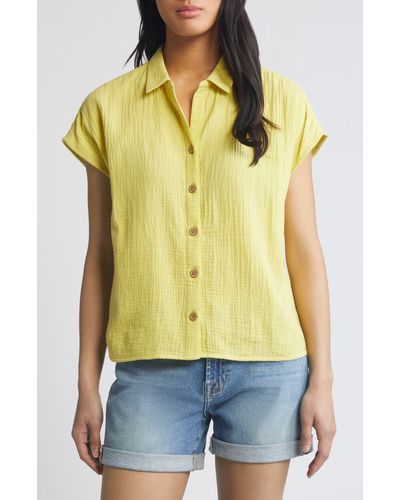Beach Lunch Lounge Amar Cotton Button-up Shirt - Yellow